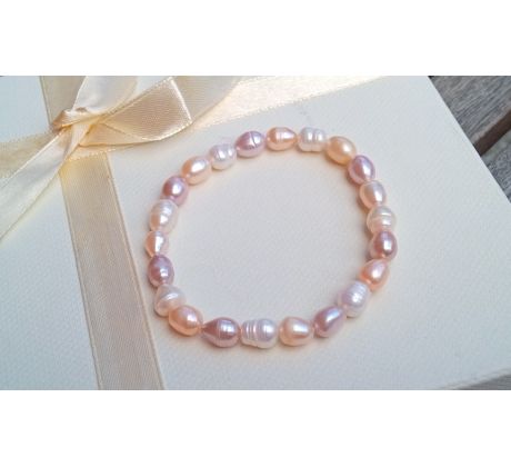 Říční perly pružný tříbarevný náramek