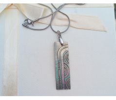 Abalone paua perleť přívěsek na řetízku z chirurgické oceli, náhrdelník