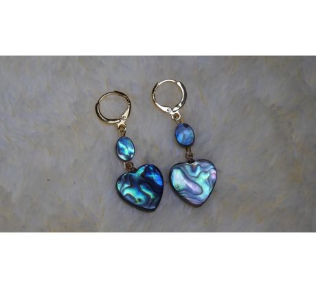 Abalone paua perleť náušnice na pozlacené chirurgické oceli