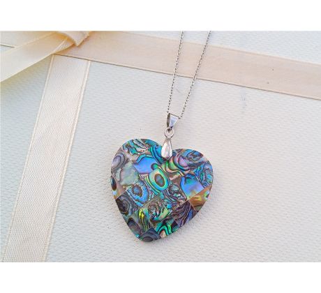 Paua srdce přívěsek na chirurgické oceli