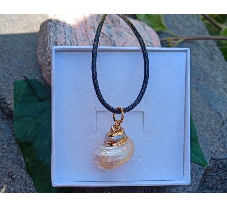 Duhová zlatavá mušle z Tichého oceánu přívěsek, náhrdelník