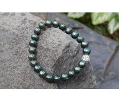 Zelené říční perly pružný perlový náramek se zirkony