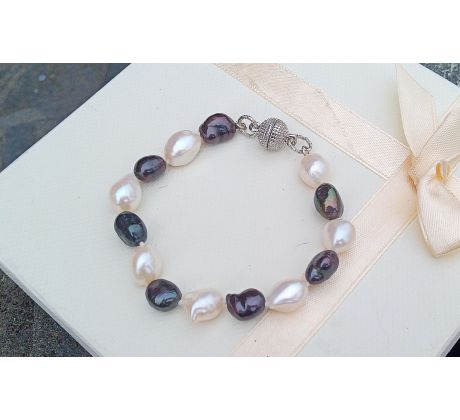 Velké říční perly uzlíkovaný perlový náramek