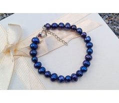 Modré říční perly romantický perlový náramek