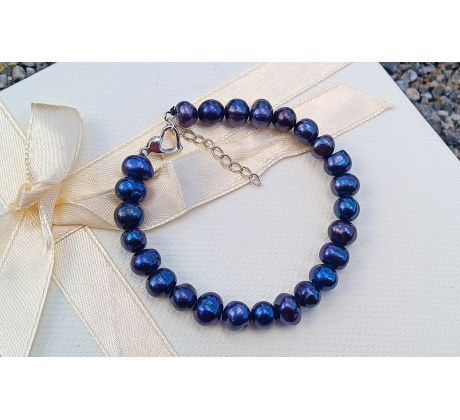 Modré říční perly romantický perlový náramek