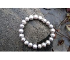 Mořské top šedé perly 8 mm pružný perlový náramek se zirkony