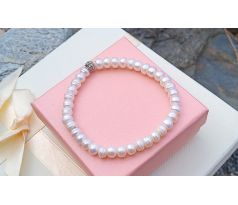 Bílé říční perly pružný perlový náramek