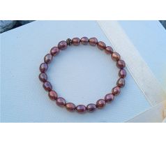 Hnědé říční top perly pružný perlový náramek