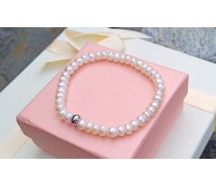 Prvotřídní říční bílé perly pružný perlový náramek