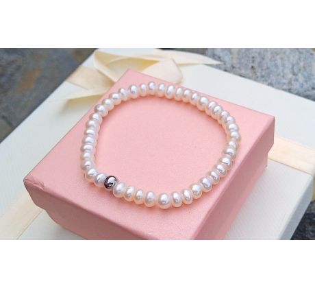 Prvotřídní říční bílé perly pružný perlový náramek