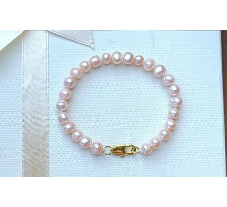 Růžové říční perly uzlíkovaný perlový náramek