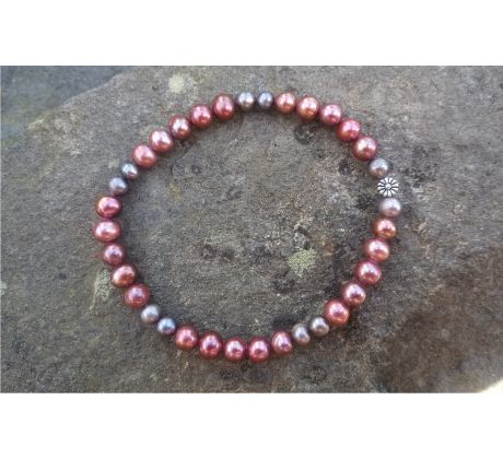 Mořské kulaté perly hnědo šedý pružný perlový náramek