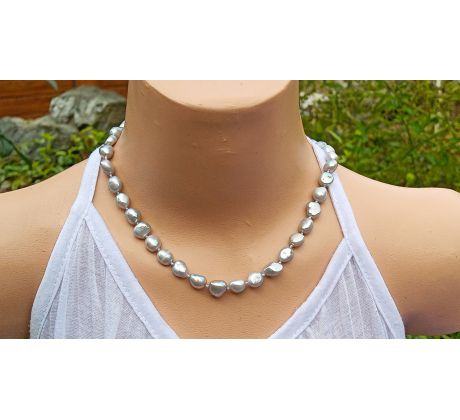 Říční šedé perly perlový náhrdelník a náramek v jednom