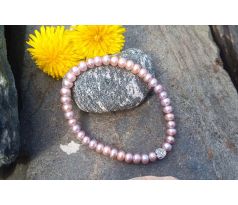 Prvotřídní říční fialkové perly AAA kvalita, pružný perlový náramek