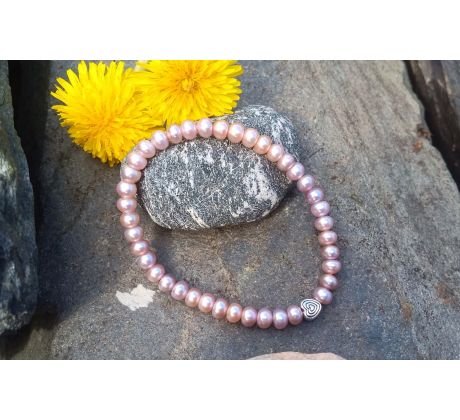 Prvotřídní říční fialkové perly AAA kvalita, pružný perlový náramek