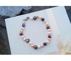 Barevné říční perly uzlíkovaný perlový náramek