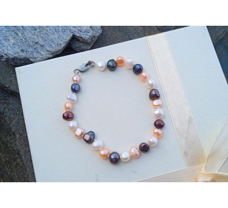 Barevné říční perly uzlíkovaný perlový náramek