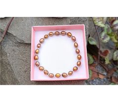 Hnědé říční perly elegantní pružný perlový náramek