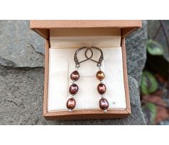 Hnědé říční prvotřídní perly perlové náušnice na chirurgické oceli