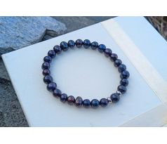 Tmavé mořské perly pružný perlový náramek