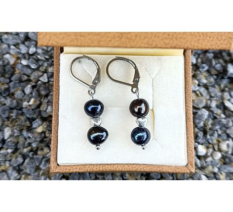 Tmavé mořské perly romantické perlové náušnice na chirurgické oceli