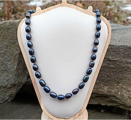 Tmavé říční perly 10 mm uzlíkovaný perlový náhrdelník