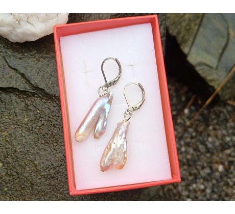 Vzácné mořské barokní perly perlové náušnice na chirurgické oceli