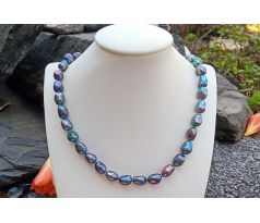 Mořské tmavé perly top kvalita, uzlíkovaný perlový náhrdelník