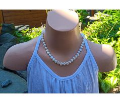 Říční bílé perly uzlíkovaný perlový náhrdelník