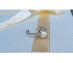 Perlový prstýnek s bílou říční perlou chirurgická ocel