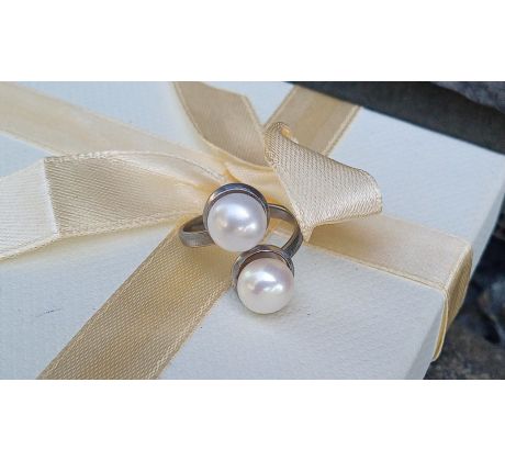 Perlový prstýnek s říčními velkými perlami 9 mm chirurgická ocel
