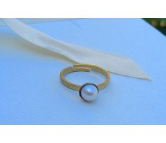 Perlový prstýnek s říční perlou, pozlacená chirurgická ocel