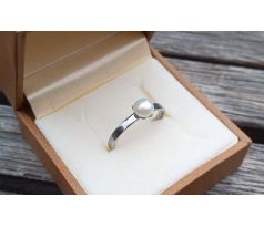 Bílá říční perla perlový prstýnek chirurgická ocel