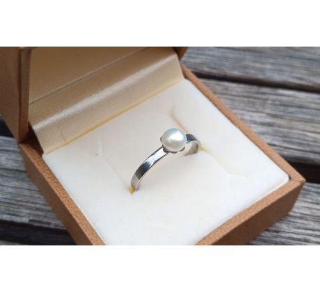 Bílá říční perla perlový prstýnek chirurgická ocel