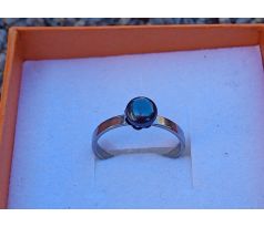 Tmavě modrá říční perla perlový prstýnek chirurgická ocel