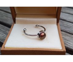 Perlový prstýnek s hnědou říční perlou na chirurgické oceli