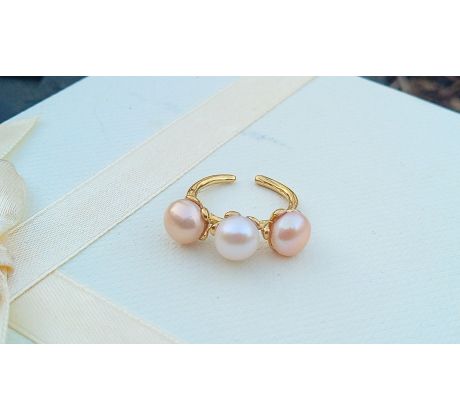 Perlový prstýnek říční perly na pozlacené chirurgické oceli