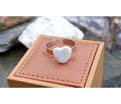 Perlový prsten mořská perla srdíčko na chirurgické oceli