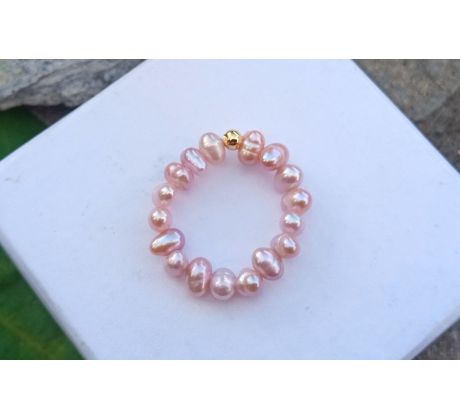 Pružný perlový prstýnek z fialkových říčních perel top kvality