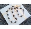 Velké říční perly uzlíkovaný perlový náhrdelník černobílý