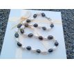 Velké říční perly uzlíkovaný perlový náhrdelník černobílý