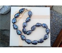 Barokní černé mořské perly vyvazovaný perlový náhrdelník