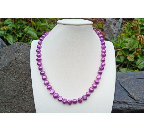 Purpurové říční perly romantický perlový náhrdelník