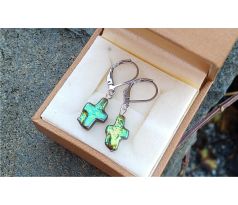 Vzácné mořské zelené perly křížky perlové náušnice na chirurgické oceli