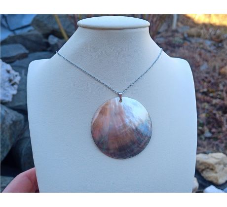 Abalone paua perleť na řetízku z chirurgické oceli, perleťový náhrdelník