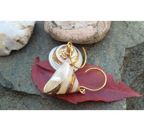 Perleťové vzácné mušle náušnice na pozlacené chirurgické oceli