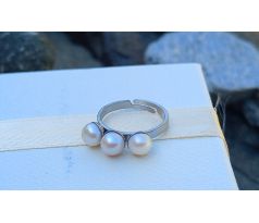 Bílé říční perly na chirurgické oceli perlový prstýnek