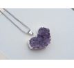 Ametyst drúza ve tvaru srdce na řetízku z chirurgické oceli, náhrdelník