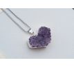 Ametyst drúza ve tvaru srdce na řetízku z chirurgické oceli, náhrdelník