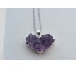 Ametyst drúza ve tvaru srdce na řetízku z chirurgické oceli, náhrdelník